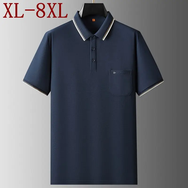 Camisa Polo Masculina de Luxo de Alta Qualidade 2026 Nova Coleção Verão Tamanhos 8XL 7XL 6XL Camisa Casual Solta com Bolso e Gola Lapela