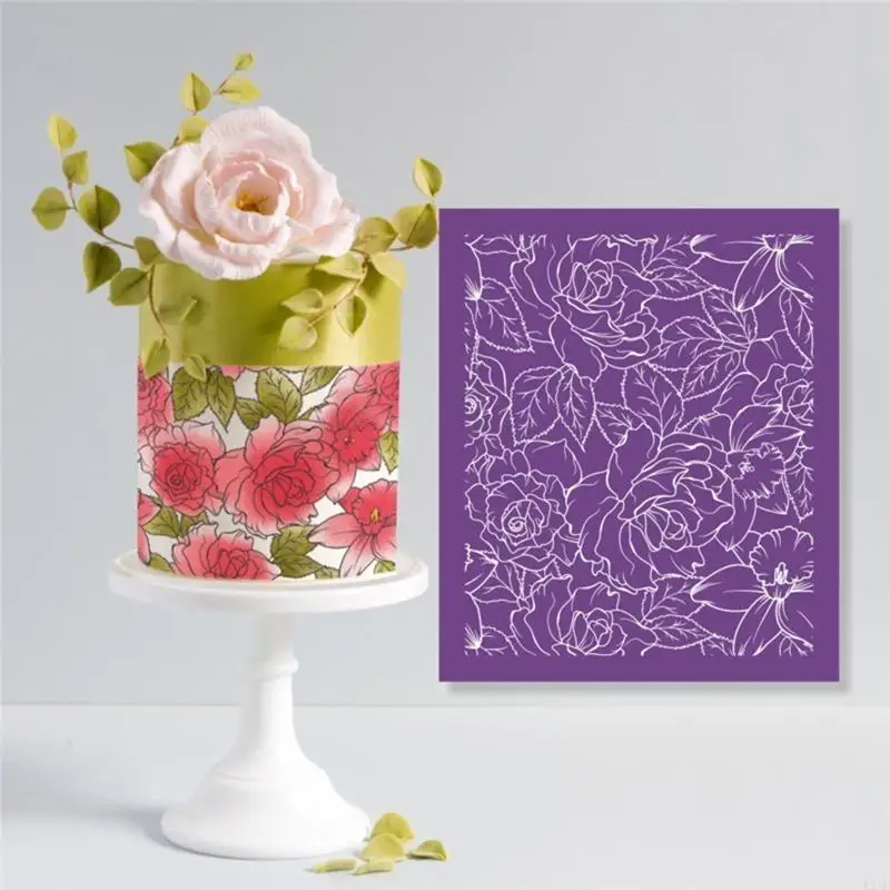 Cake Mesh Stencil Lace Flower Grass Fabric Cake Stencil Decorating Tool for Fondant Baking Pastry Gum Paste Tools