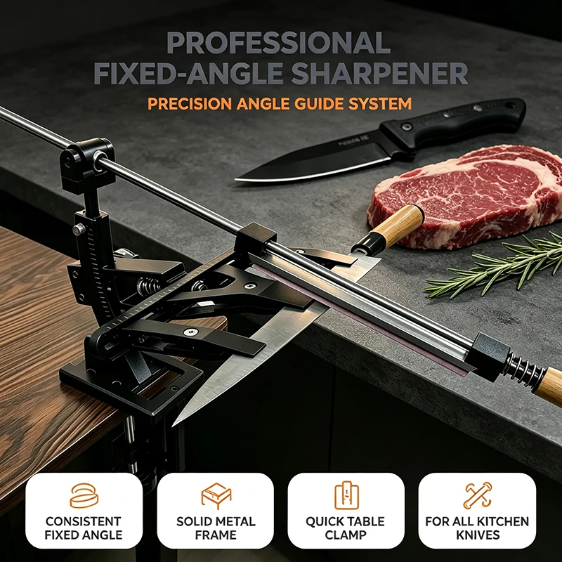 Angle Adjustable Knife Sharpener Fixed Angle Sharpening Tool with Whetstone Professional Sharpening Accessories for Kitchen