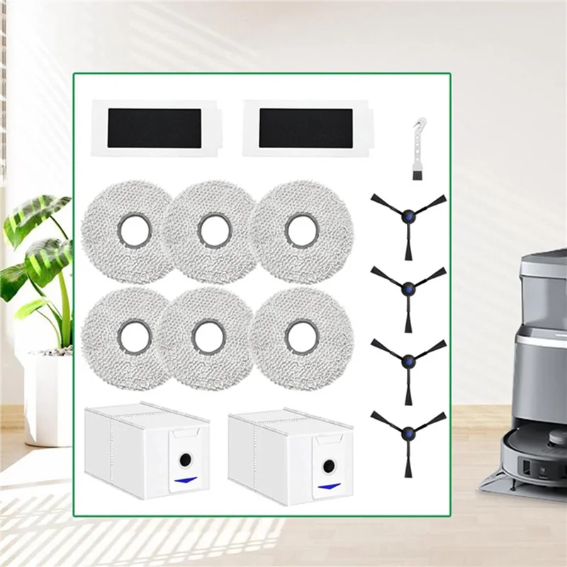 

【Promotion】3 Set Replacement Part Accessory Set For ECOVACS DEEBOT T30 Pro Omni Robot Wipes Dust Bags Side Brushes Filters