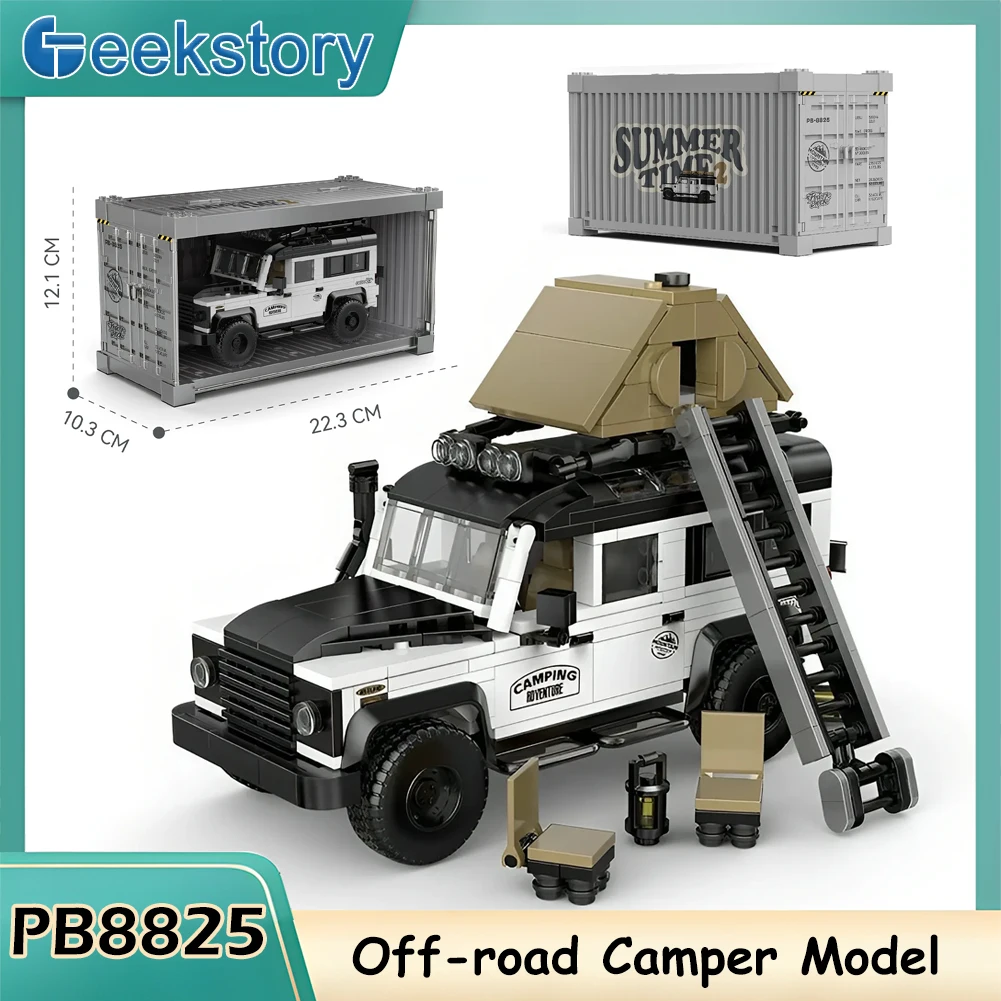 

PB8825 676 шт. внедорожный кемпер грузовик строительные блоки комплект STEM развивающие игрушки MOC городской автомобиль с витриной креативный подарок