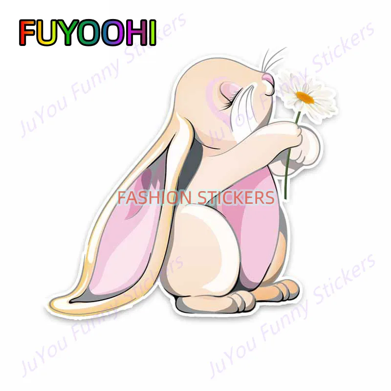 FUYOOHI Funny Stickers Interesting Rabbit Car Styling Decal Window Cover Scratches Waterproof Funny Car Decals for Decoration