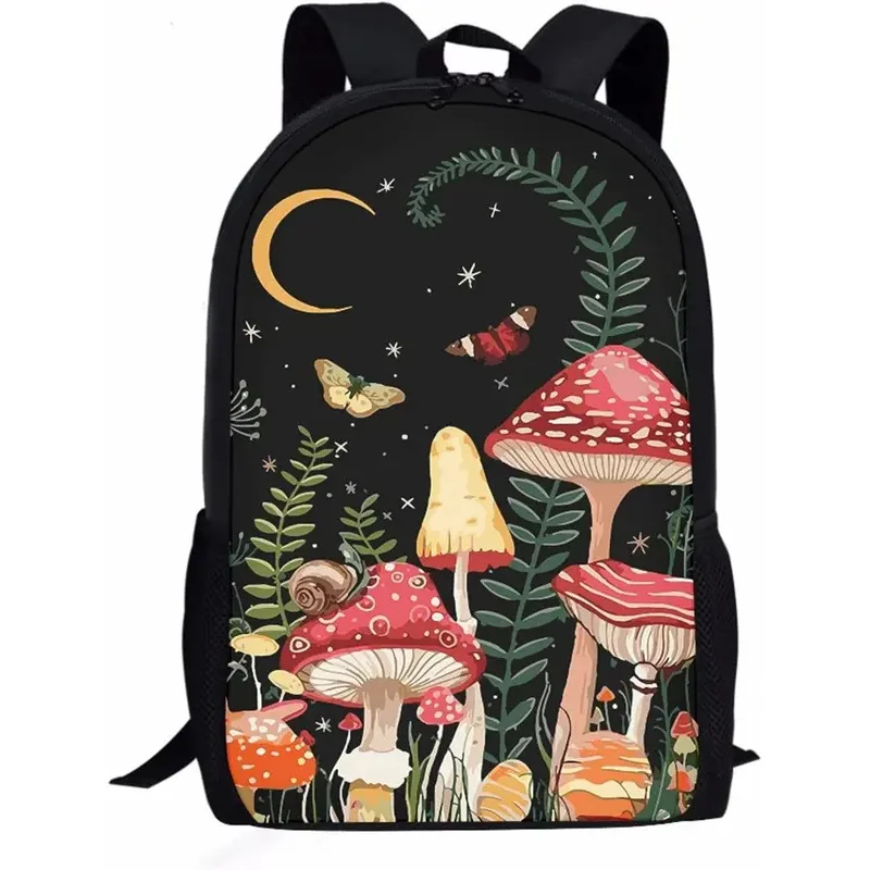 

Mushroom Backpack for School Girls Bookbag Lightweight Personalized Backpacks Purse for Teen Women College Student Moon Star Bag