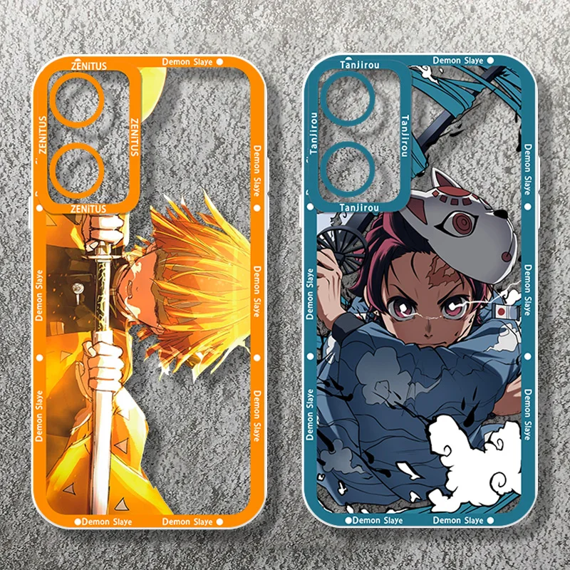 Anime Demon Slayer Tanjiro For OPPO A98 A94 A92 A78 A76 A74 A72 A58 A54 A55 A36 A15 A9 5G Angel Eyes Transparent Phone Case