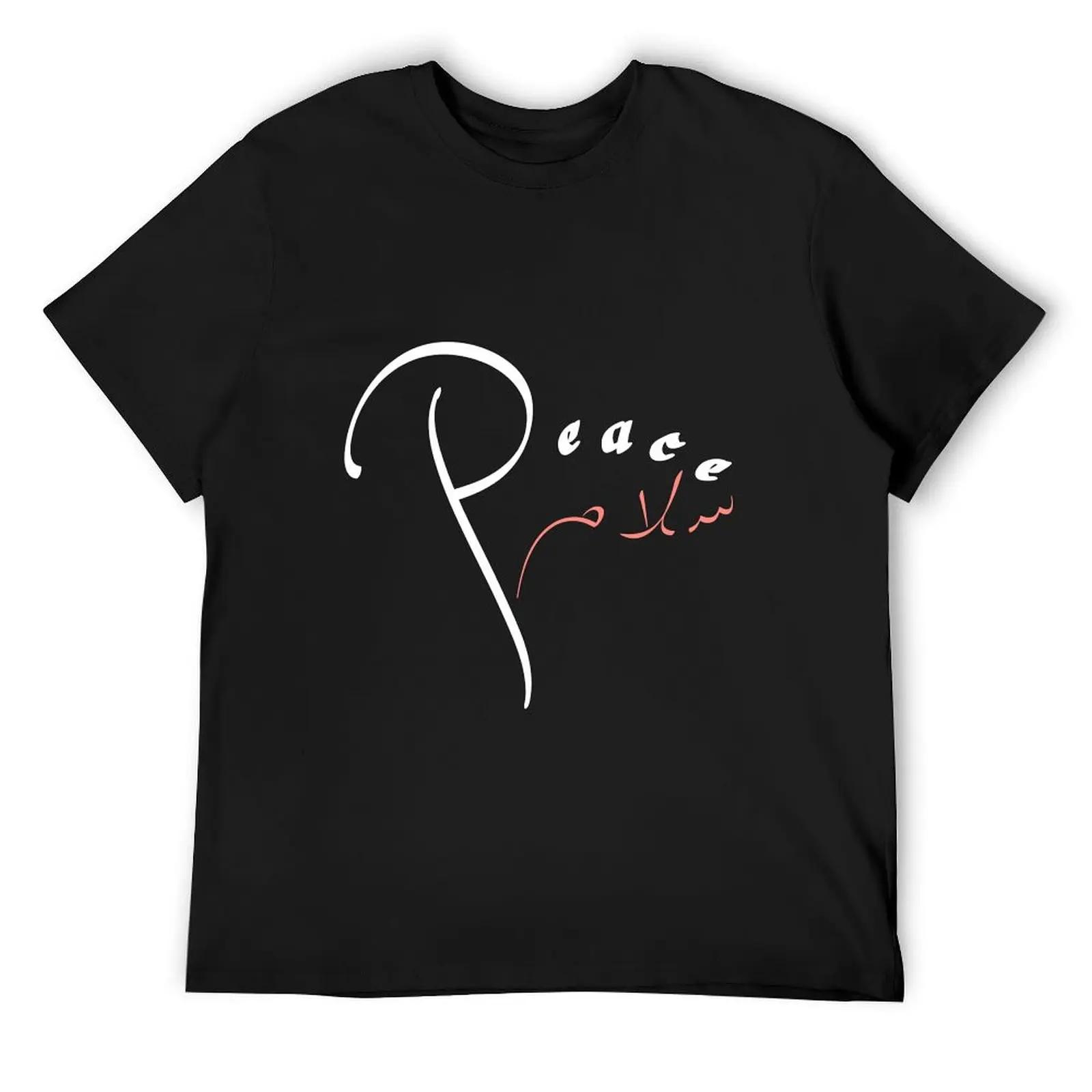 

Peace in Arabic and English T-Shirt cotton man t-shirts Short sleeve tee anime figures Men's clothing