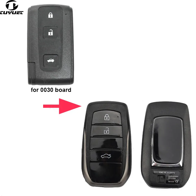 Updated Smart Remote Key Shell for 12th Toyota Crown (Board number 0030)  Modified Smart Key  Blanks With Emergency Key Blade