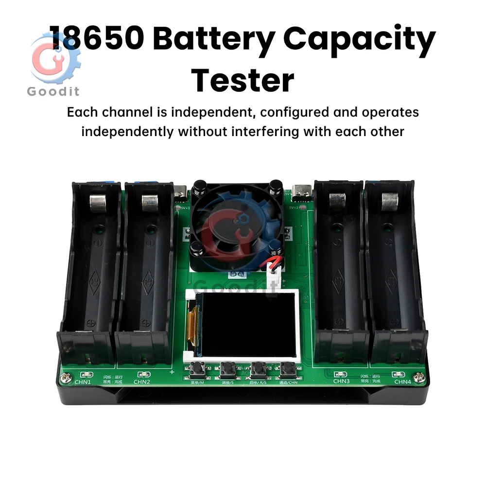 Tester avanzato per batteria a 4 canali con display LCD e ventola di