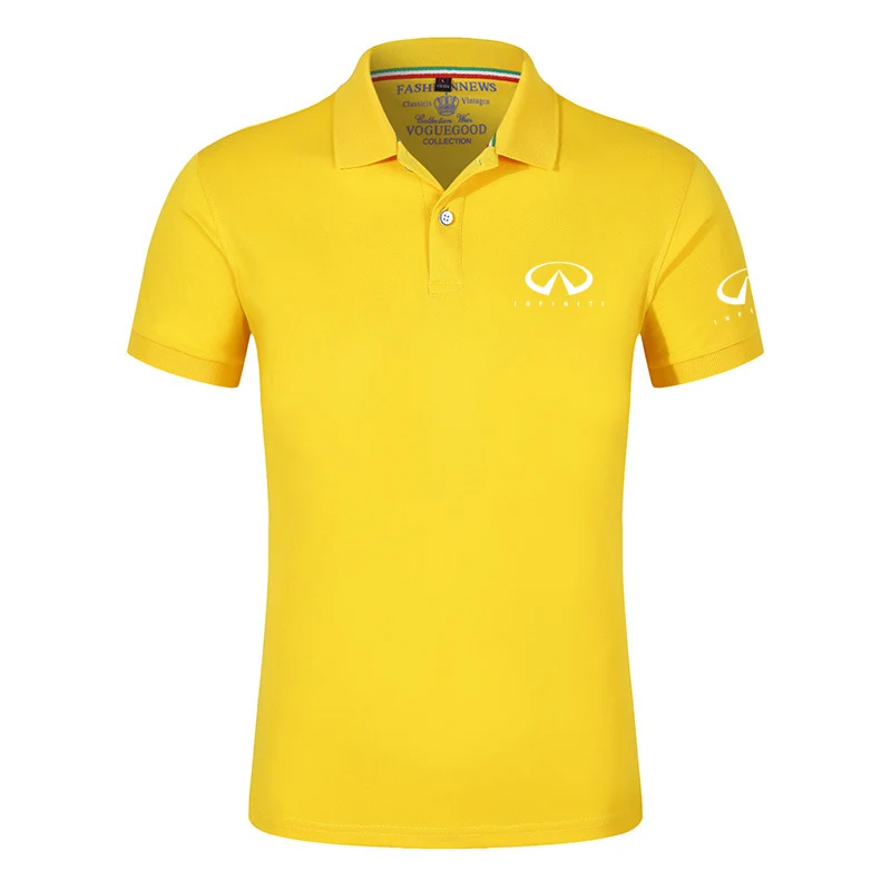2024 New Infiniti Cotton Polo Shirts Comfortable Casual Solid Color Slim Fit Mens Printing Summer Fashion Brand Tops Clothing