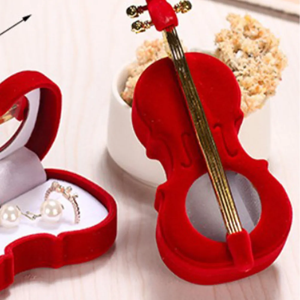 

1pc Jewelry Box Shape Portable Travel Jewelry Storage Case Ring Earrings Organizer Flannel Lined Scratch Resistant
