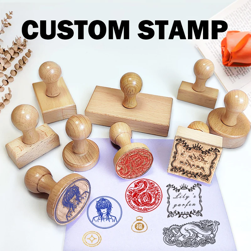 

Custom Wooden Stamp Personalized Logo Seal Wedding Party Packaging Stamp Branding Rubber Stamps
