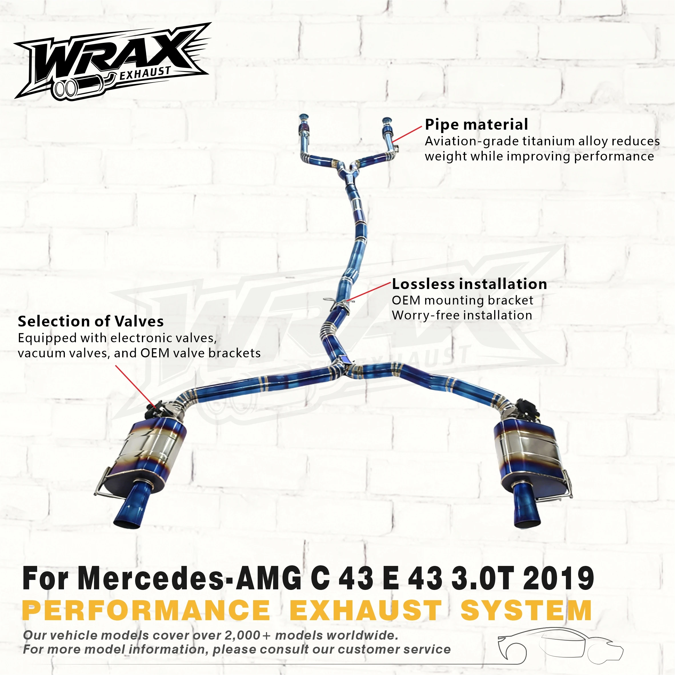 

Выхлопная система Ti Catback с клапаном для Mercedes-AMG C43 E43 3.0T: улучшение производительности, установка без модификаций