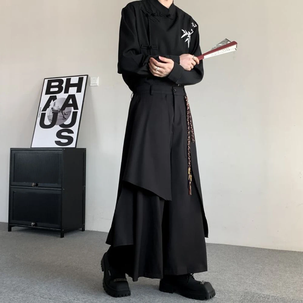 XS-5XL Summer New Men's Patchwork Skirt Pants Unisex American Retro Fashion Trend High Street Loose Casual Niche Men's Bottoms