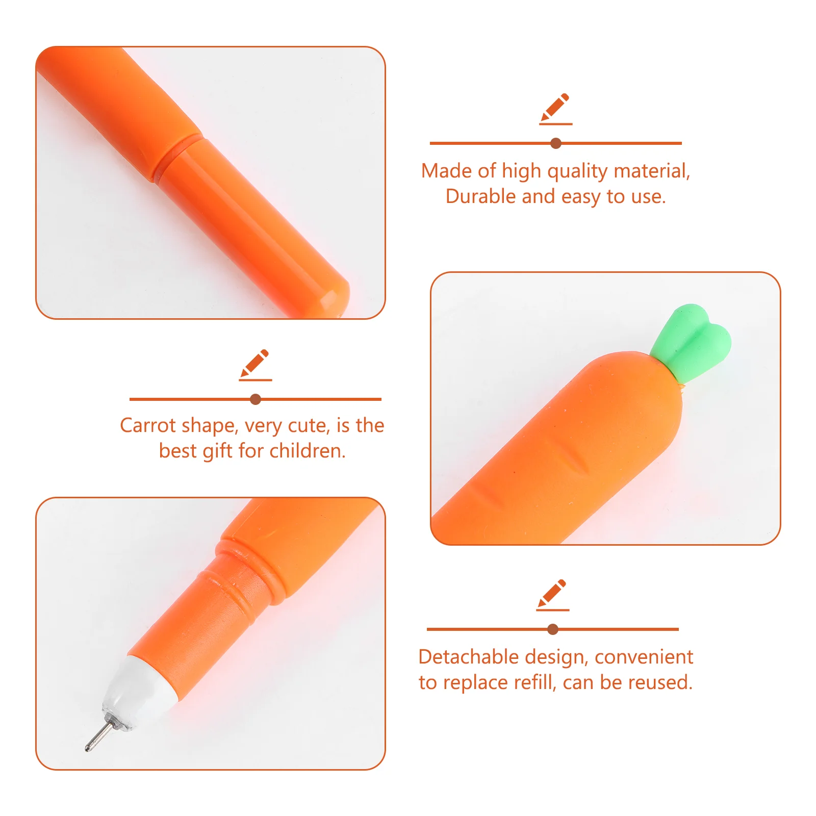 12 Pack Carrot Gel Ink Pen Silicone Pen Novelty for Office and School Supplies Gift for Kids