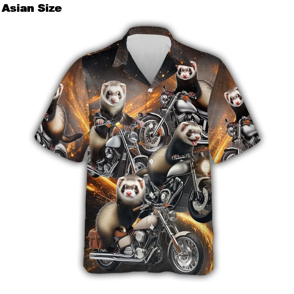 

Men's Animal Hawaiian Shirt Tropical Ferret Button-Down Shirts Short Sleeve Holiday Casual Beach Shirts Harajuku Women Clothing