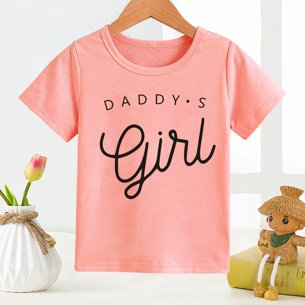 Camiseta con estampado de letras de Papa's Girl para niños y niñas, ropa rosa, ropa infantil