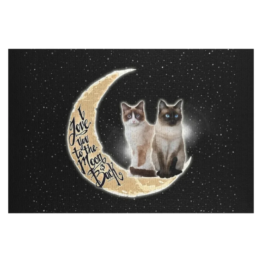 Love You To The Moon And Back Siamese Cat Black Galaxy Jigsaw Puzzle Wooden Name Personalized Toy Puzzle