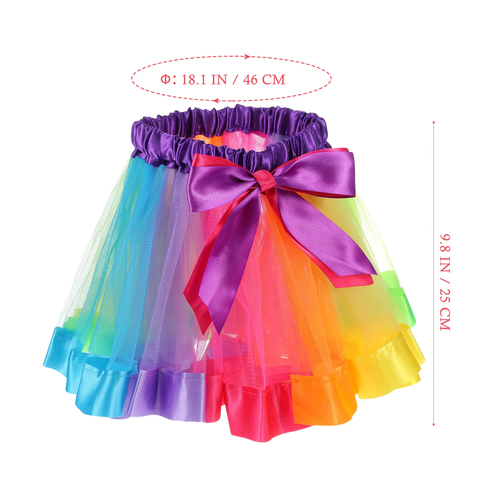 

Girls Layered Rainbow Tulle Ballet Tutu Skirt Elastic Waist Bowknot Ribbon Dress 4-6 Years Dance Party Girls Skirts