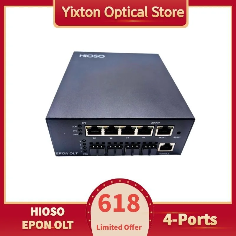 

high quality 4ports HIOSO EPON OLT MINI OLT compatible WEB SNMP 4EPON Fiber Optic Equipment,with sfp,without sfp FTTH