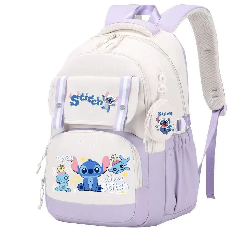 

Stitch Childrens Backpack Portable Large Capacity Waterproof Girl Schoolbag Cartoon Print Student Backpack Kids Gift Disney