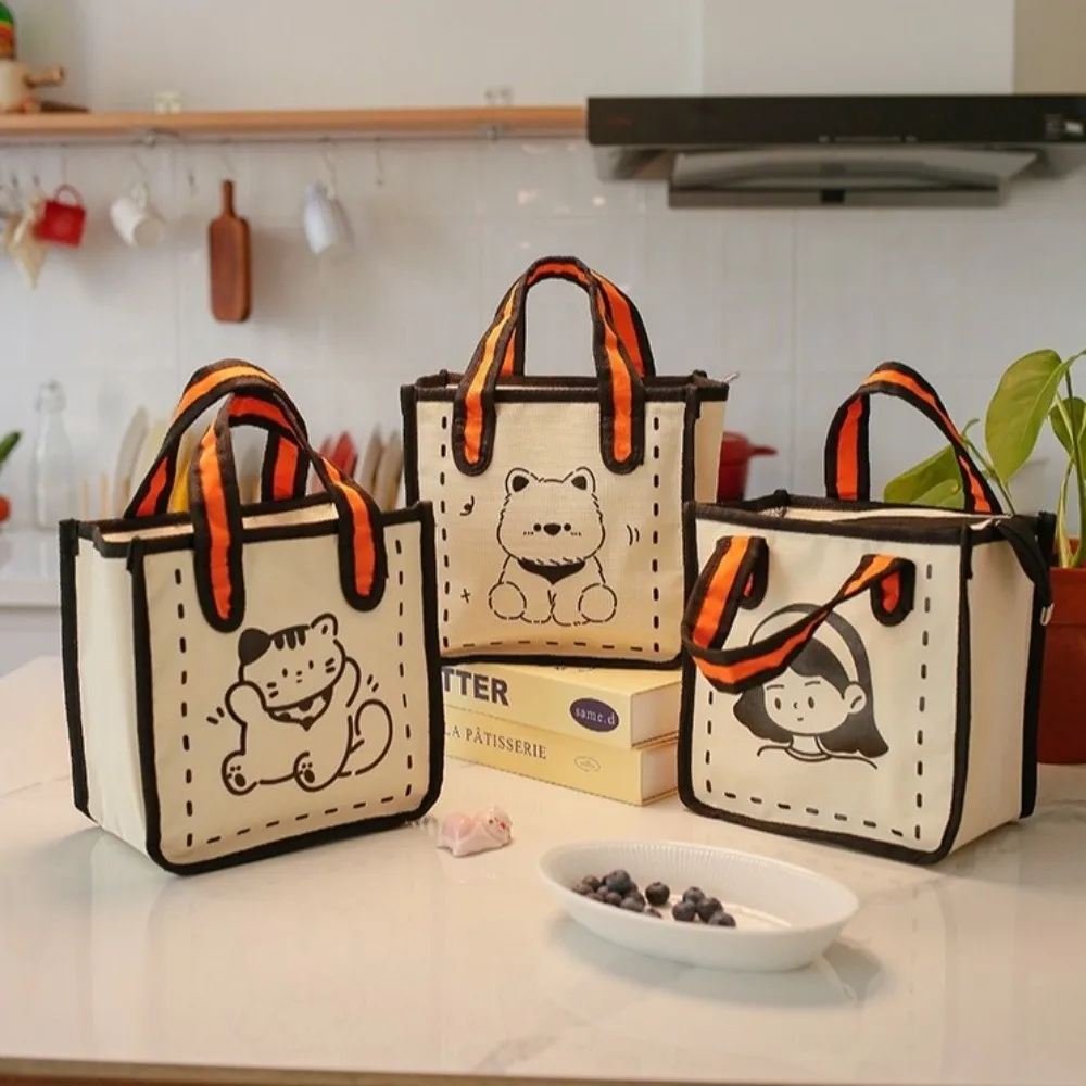 حقيبة غداء كرتونية جديدة بسحاب INS حقيبة يد سميكة للعشاء في الهواء الطلق