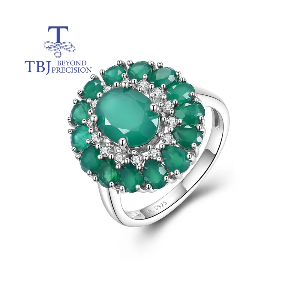 

Trendy Awesome S925 Silver Ring Natural Green Agate Calming Gemstone Light Luxury Jewelry Women Engagement Banquet Festival Gift