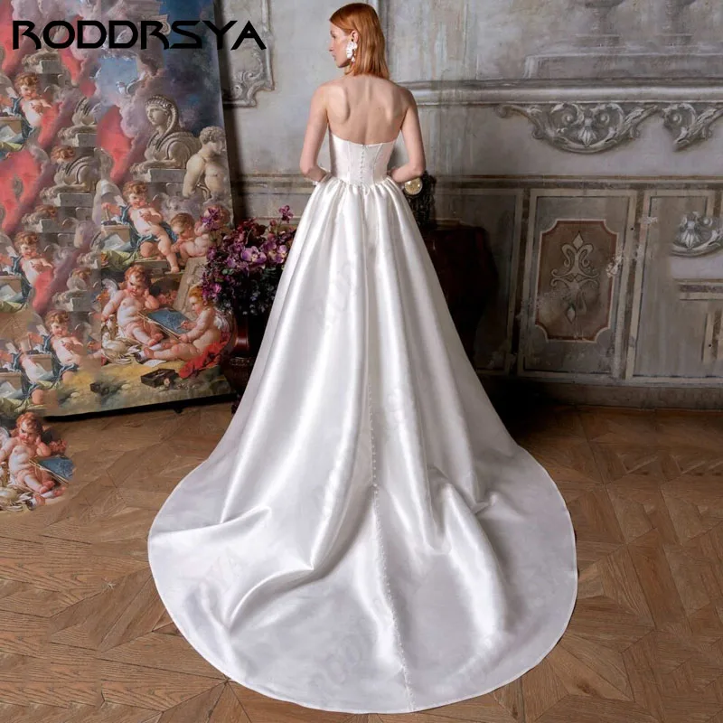 RODDRSYA Princess Wedding Dresses Sequined Strapless A-line robes de mariage 2024 Vintage Soft Satin Custom Made Bridal Party