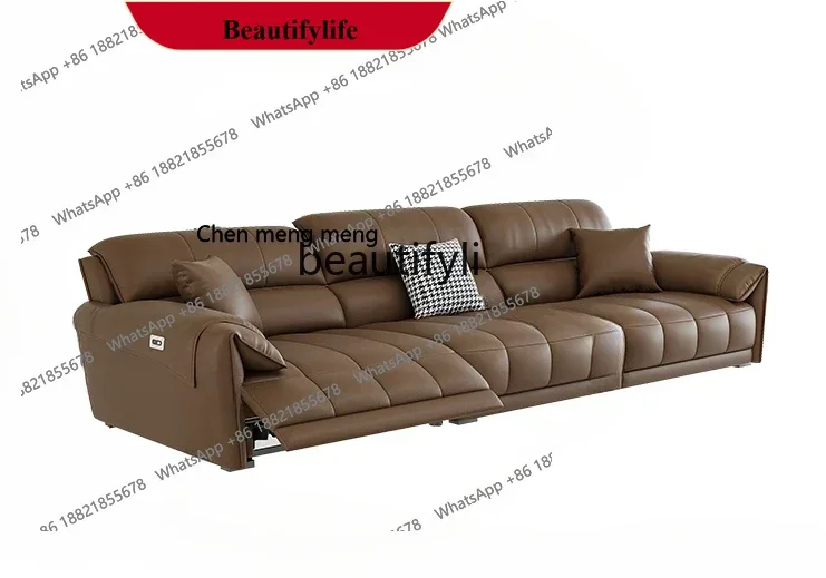 

z183 Zero wall leather electric sofa Italian three-person Nordic modern simple cowhide space first-class functional cabin sofa
