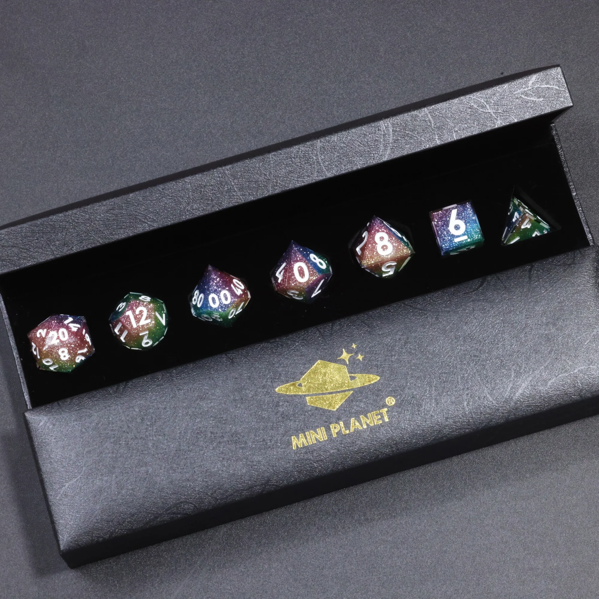 مجموعة نرد DND بتصميم جديد من MINI PLANET نرد راتينج متعدد السطوح مع حواف حادة لنرد الأحلام الدوامة TRPG Dragon and Dungeon MP145