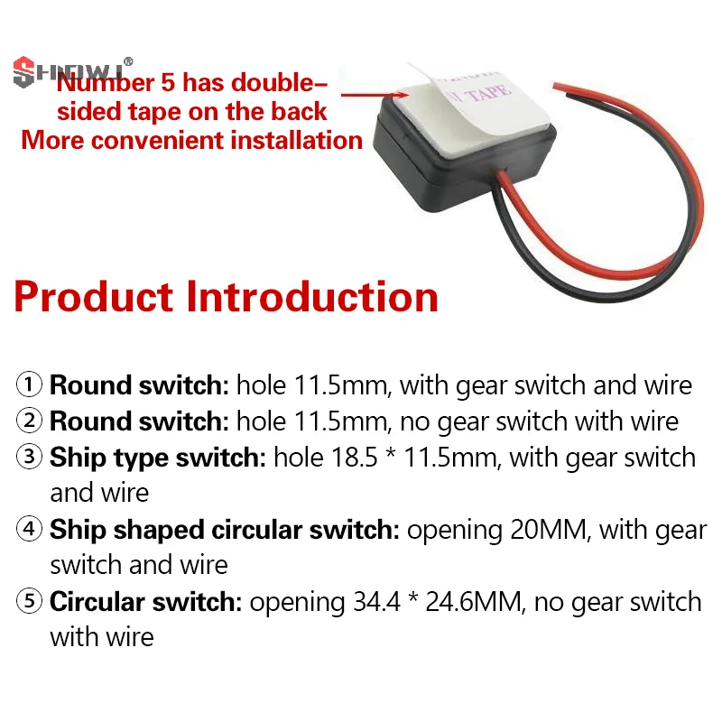 Miniinterruptor modificado de 1 piezas para coche eléctrico, interruptor pequeño para motocicleta, cableado de luces, bocina