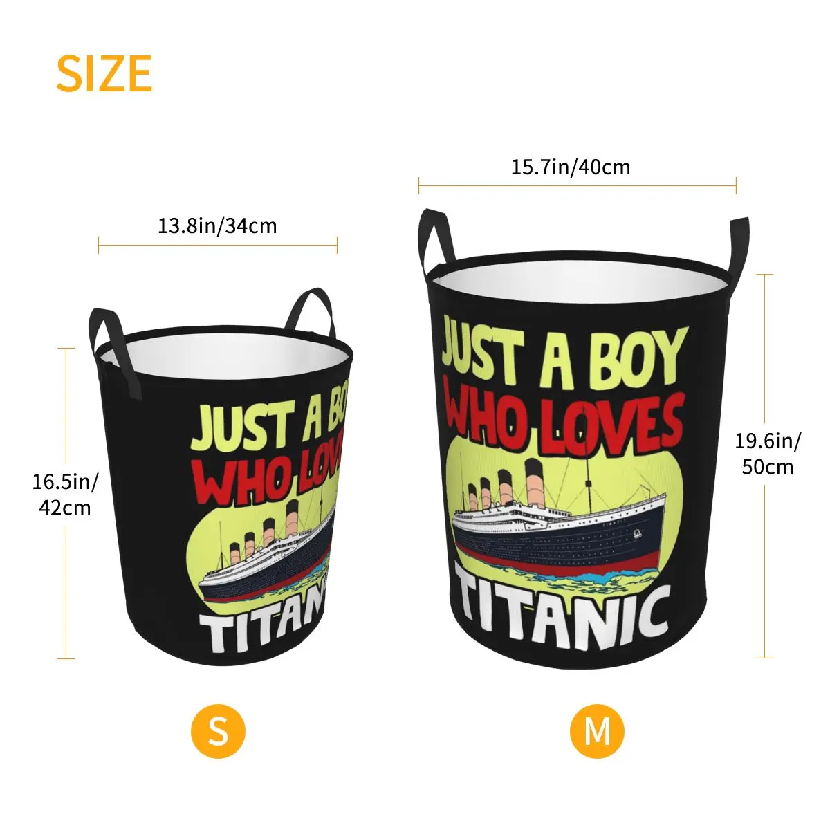 Just A Boy Who Loves Titanic Titanic Ship Laundry Baskets Dirty Clothes Toys Sundries Storage Basket Large Bucket For Home Kids