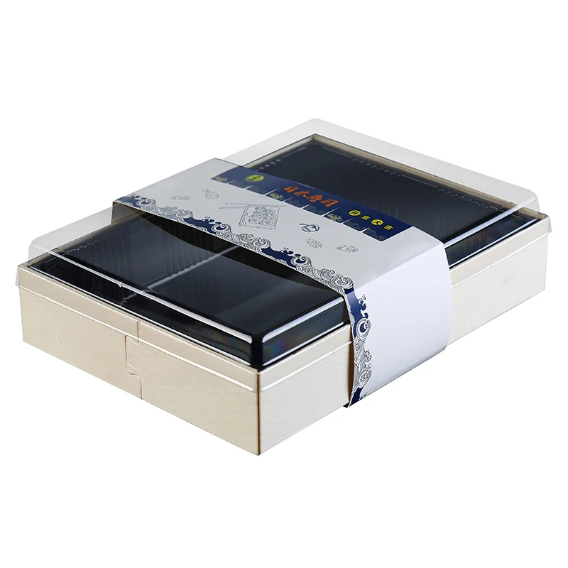 

High-End Wooden Divided Lunch Box Takeaway Food ade Insulated Bento Box round Separator Disposable Dining Table Utensils