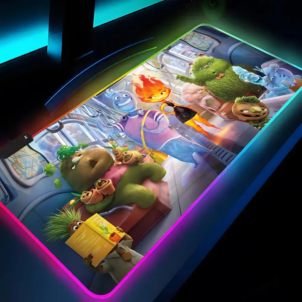 RGB Backlit Elemental Mouse Pad, Mat Laptop, Gaming Mousepad, Teclado Gamer, Girl Table Pads, XXL