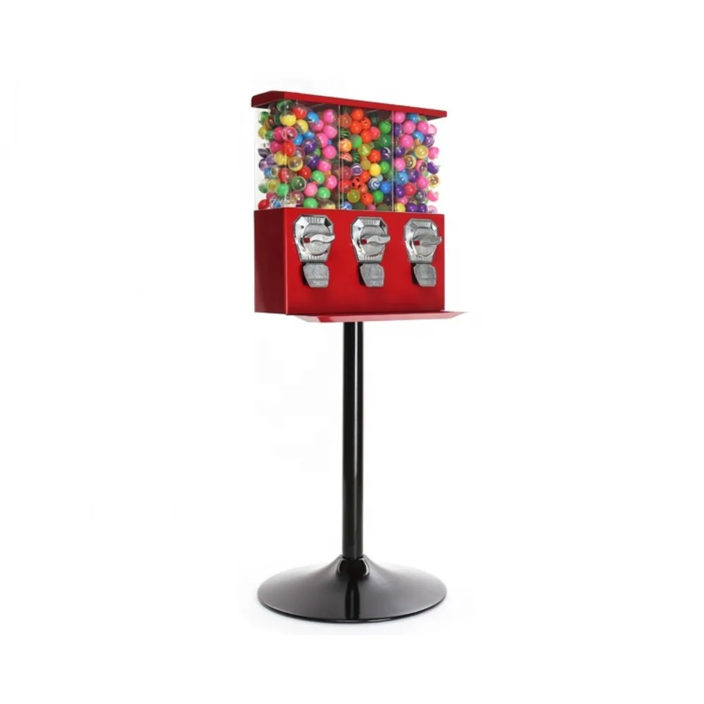 Automatic Square Gift/Candy/Gumball/Capsule Vending Machine/New Business Ideas Triple Head Toy Vending Machine