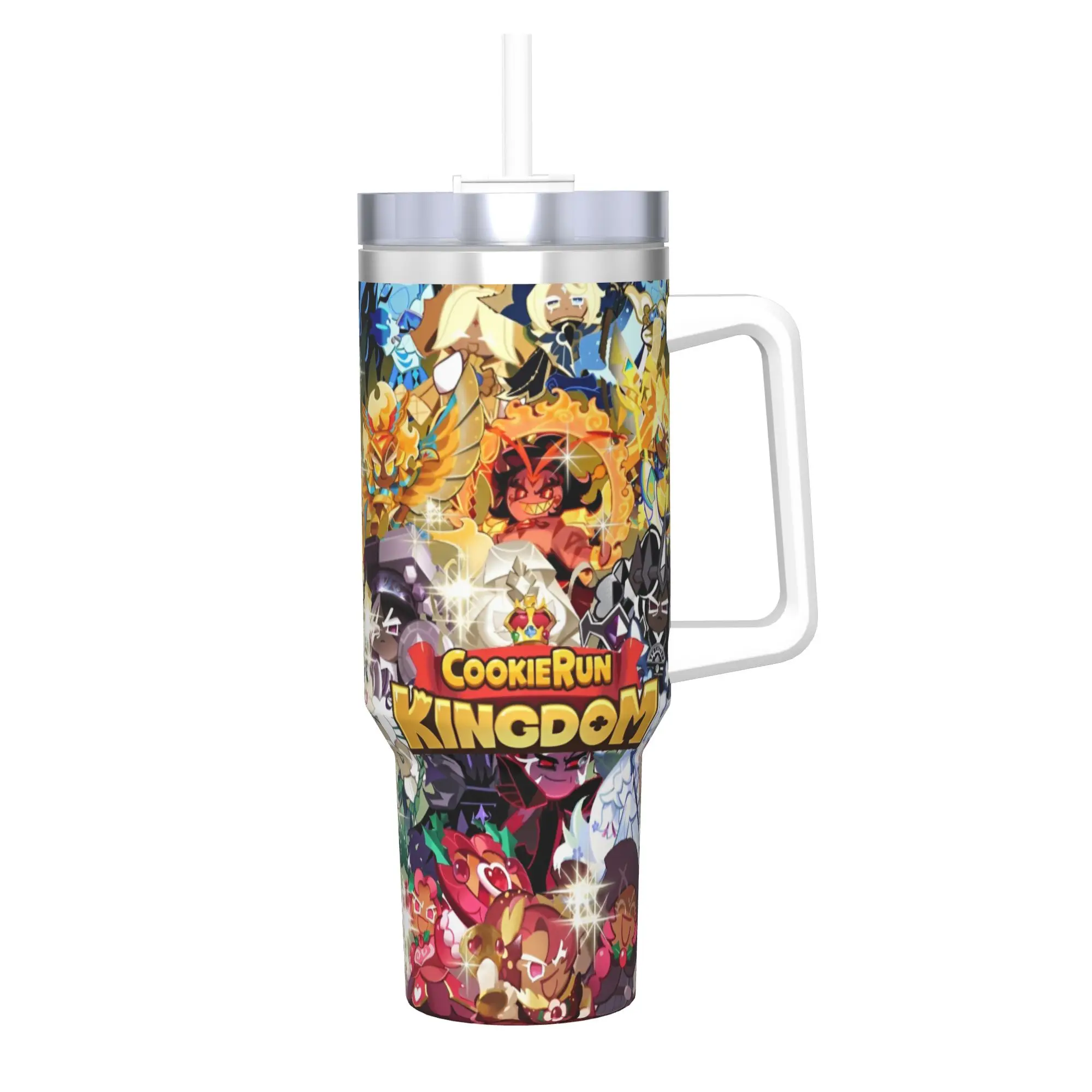 Cookie Run Kingdoms Tumbler With Straw anime cartoon Stainless Steel Mug Cups Double Wall Vacuum Insulated for Cold Or Hot 40oz