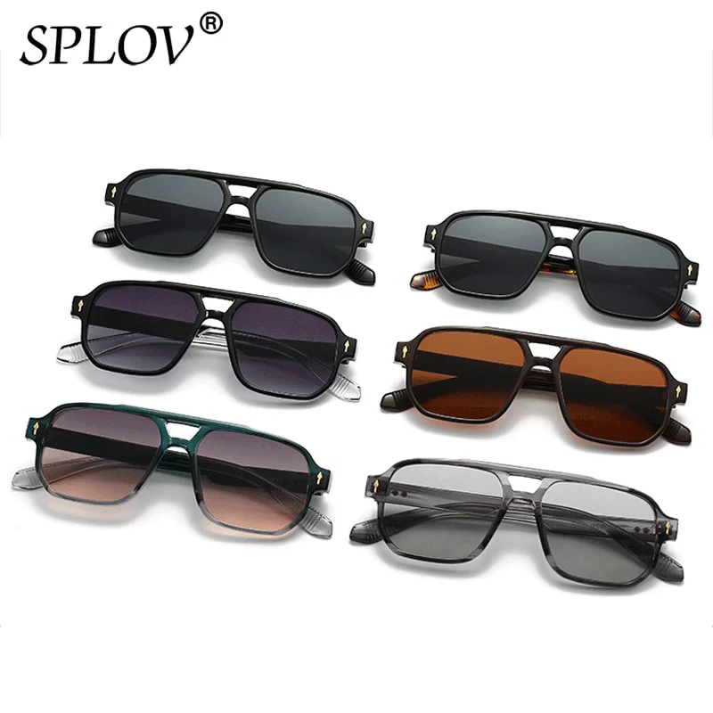 Luxury Square Sunglasses Women Gradient Shades New Fashion Brand Designer Rivets Men Driving Sun Glasses UV400