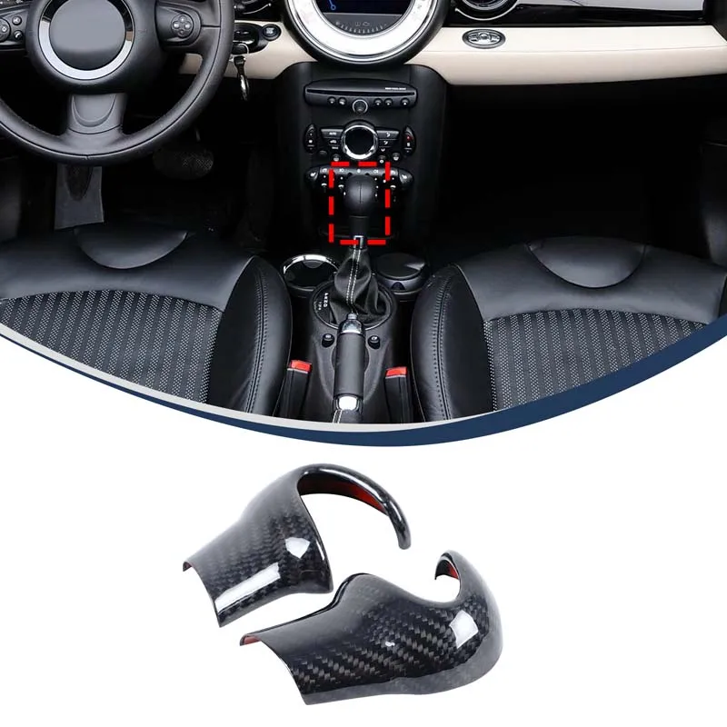 For BMW MINI F54 F55 F56 F60 real carbon fiber car center control gearbox head cover decorative sticker car interior accessories