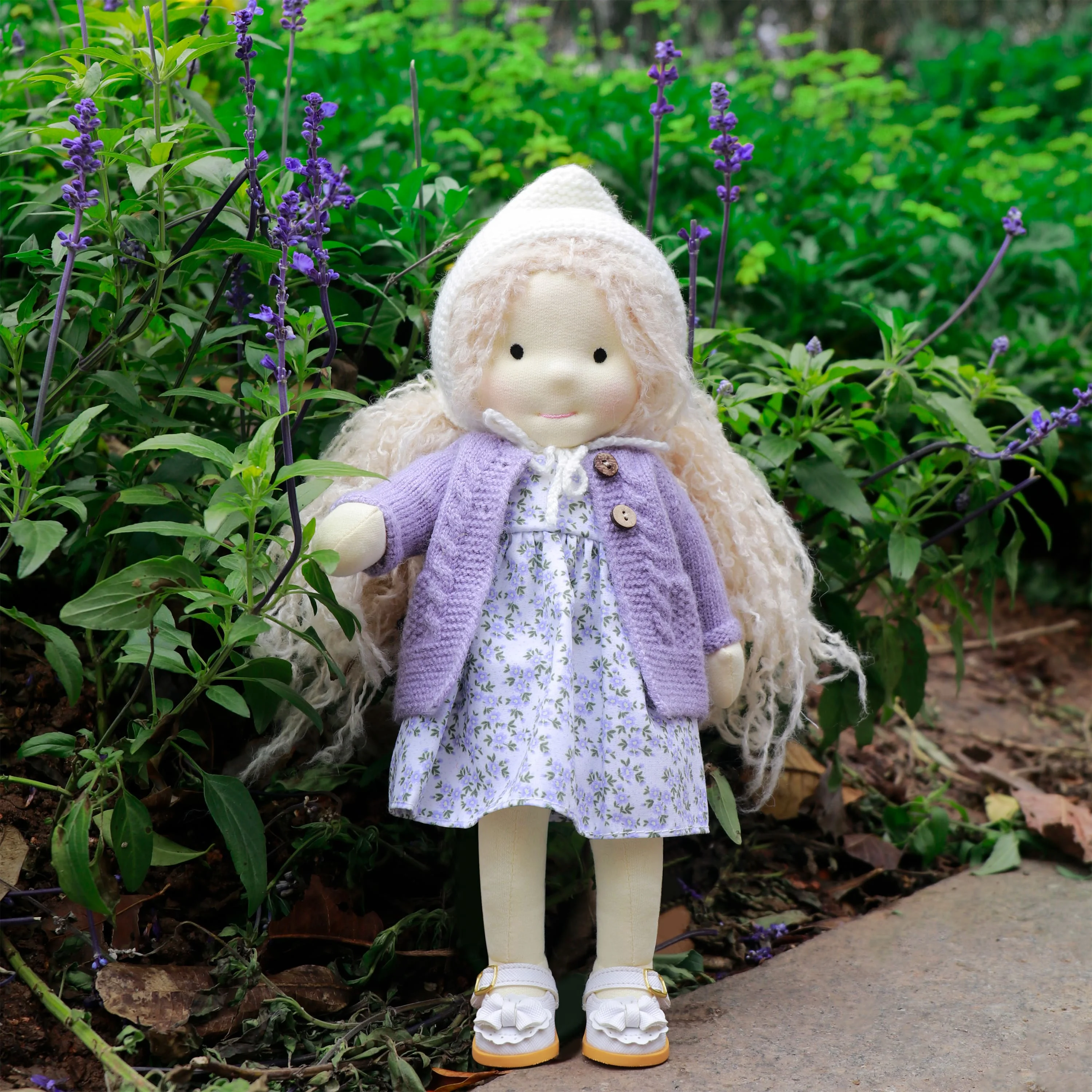 

BlissfulPixie Handmade Doll -Bunny 12" Waldorf Doll Birthday Gift for Girl Soft Rag Doll Stuffed Collectible Doll