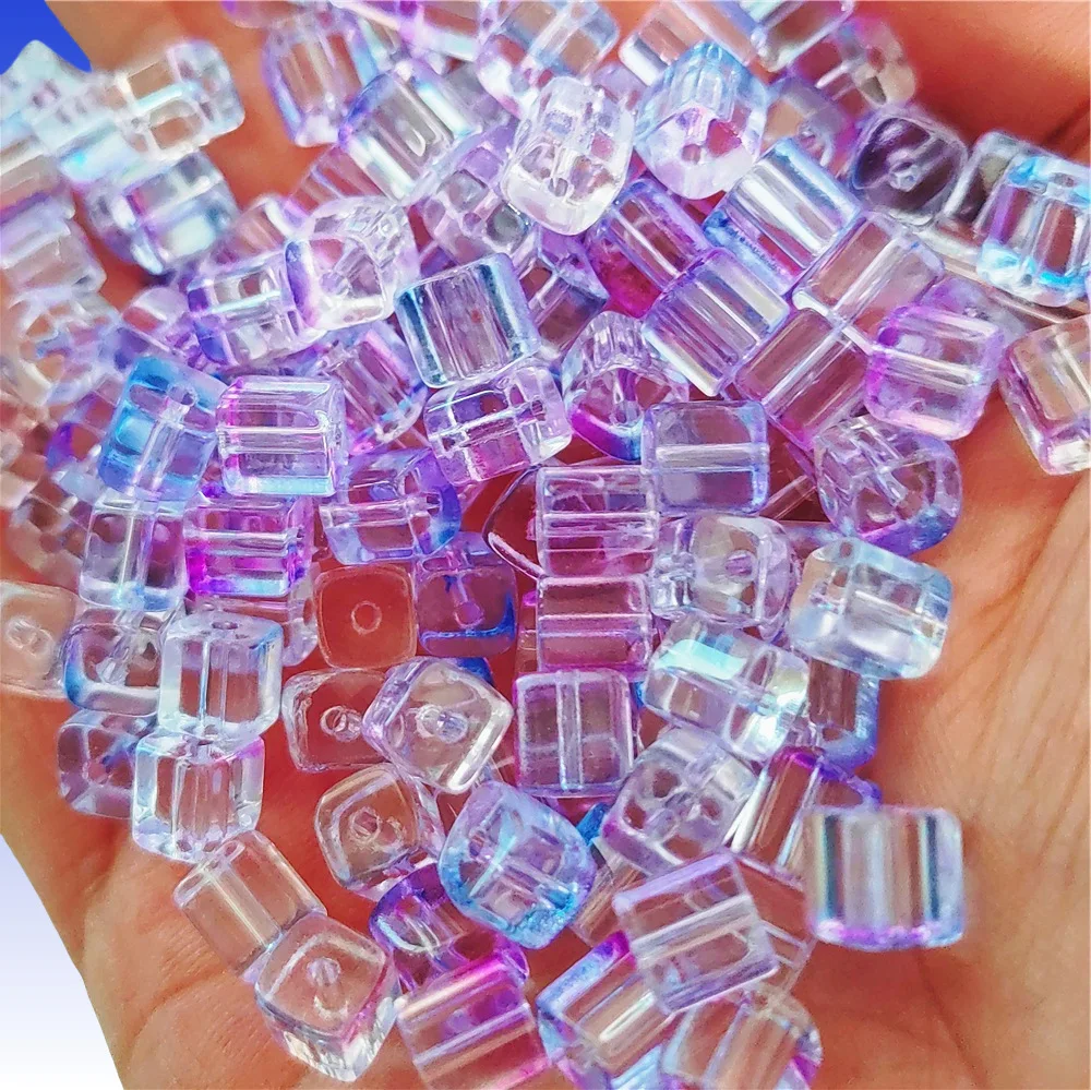 Perles de sucre de 7mm, cubes de cristal, perles de verre, poids des livres, crème givrée, aromatisées aux fruits, chaîne de téléphone portable