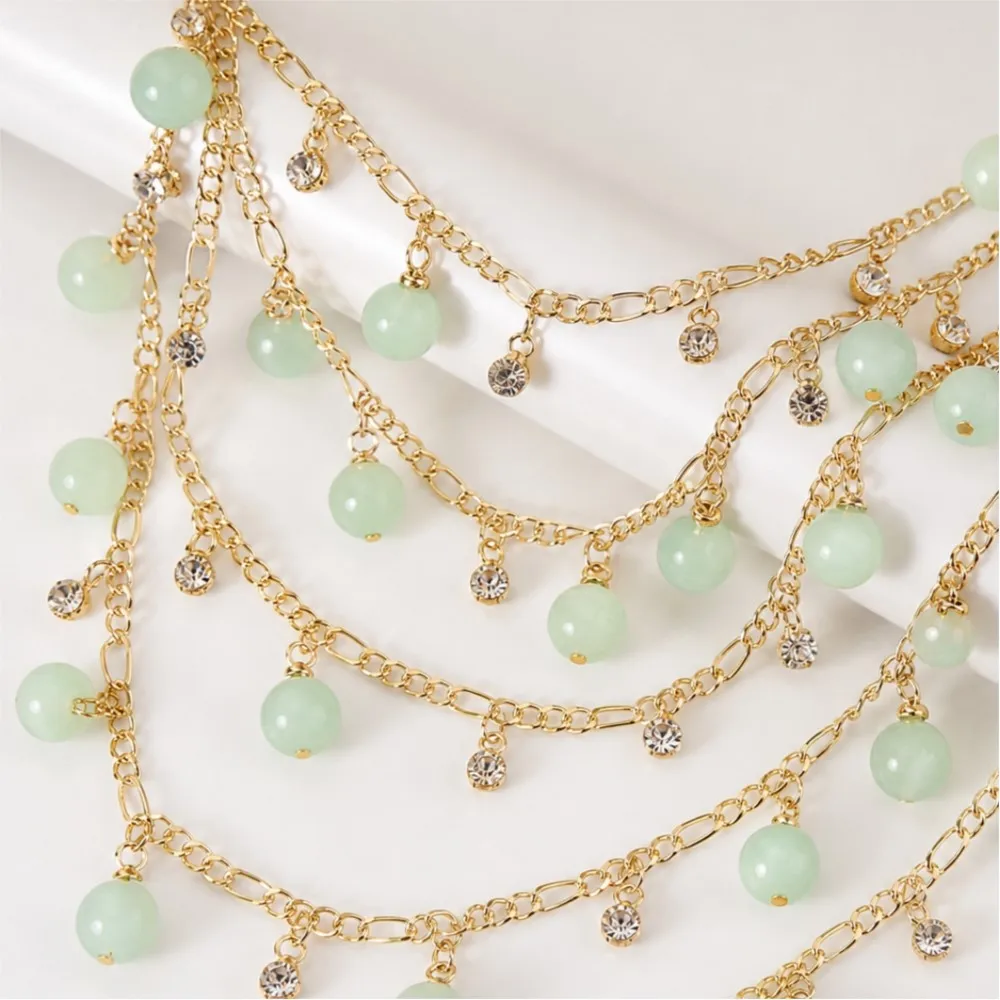 0.5Meter/1Meter Transparent Zircon Round Glass Beads Chain Rhinestone Bead Chain For DIY Women Necklace Bracelet Jewelry Making