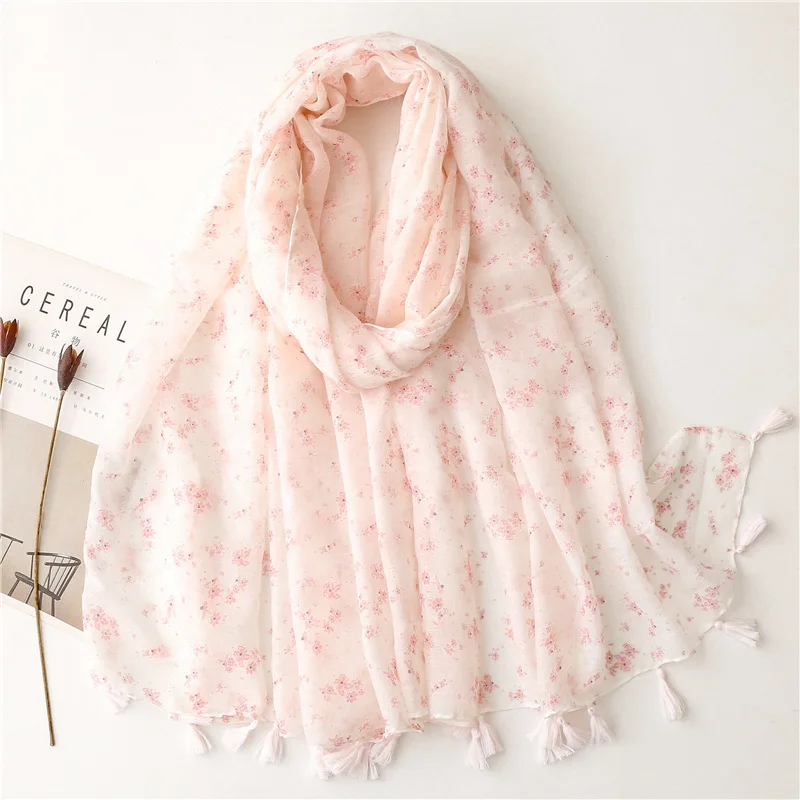 

Fashion Boho Print Ladies Women Viscose Scarf Female Long Shawl Tassel Four Seasons Versatile Floral Muslim Hijab