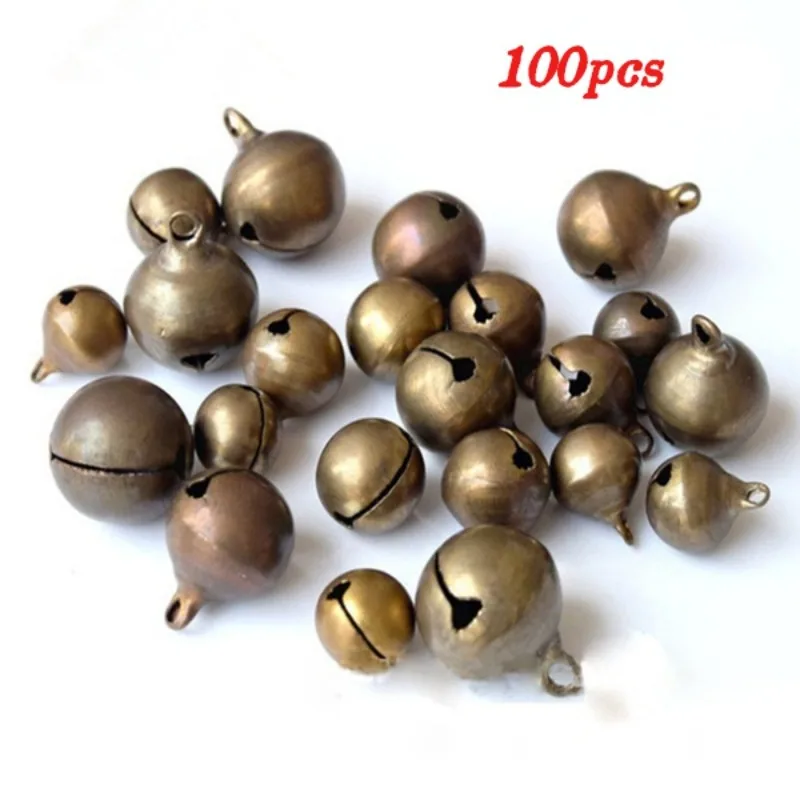 100 pçs artesanal retro bronze sino pequeno cobre jingle bells colar pulseira fazendo ferramentas campânula acessório decoração para casa artesanato