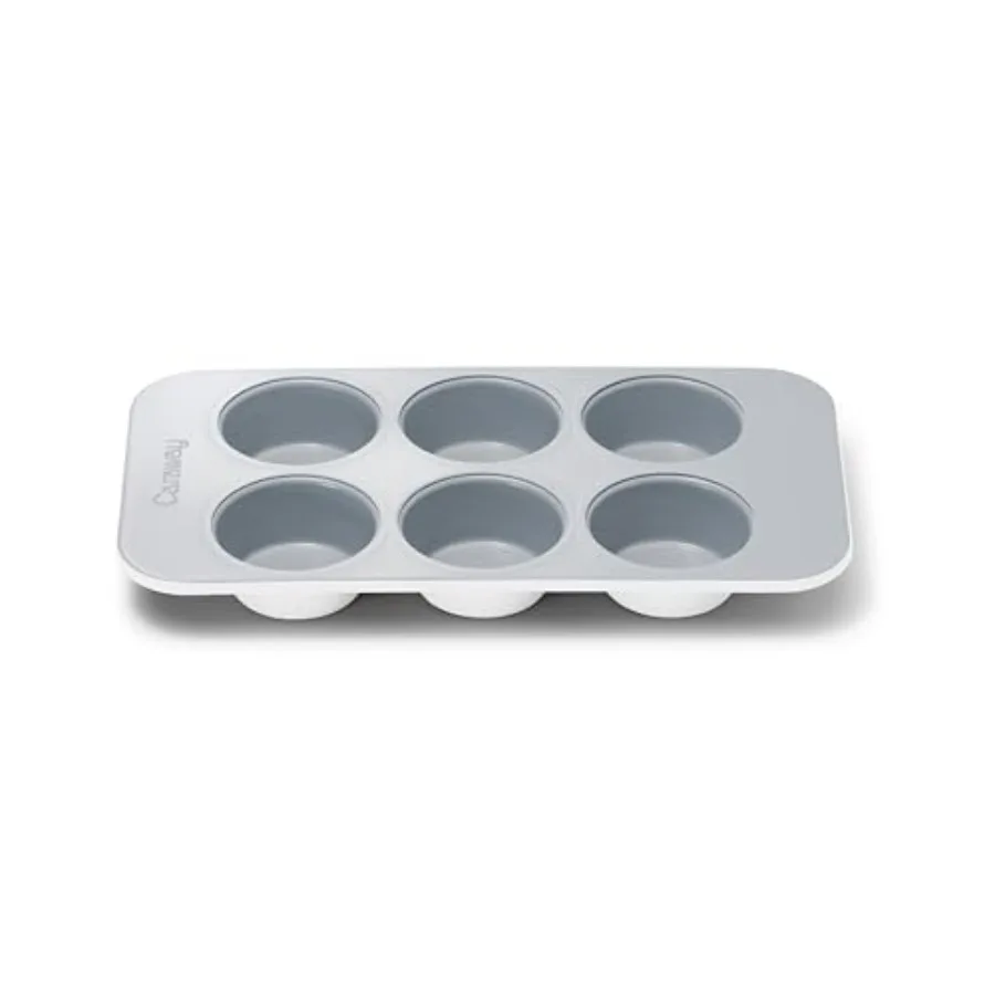 

Nonstick Ceramic 6 Cup Muffin Pan Non-Toxic PTFE and PFOA Free Oven Safe Aluminized Steel Core Small Muffin Pan for Baking Cupc