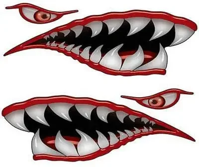 are perfect Suitable for World War II Tiger Shark tooth decals kayaks,motorcycles,trucks, boats, cars or anything else