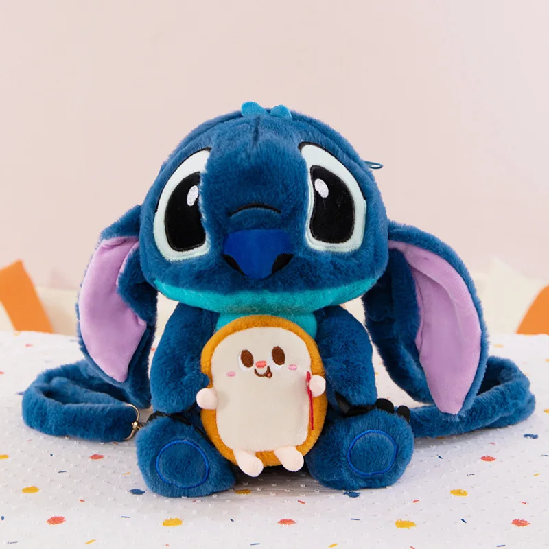 Cartoon 27CM Disney Lilo and Stitch Backpack Plush Toy Anime Stuffed Kawaii Soft Stich Doll Plushie Kids Bag Birthday Xmas Gifts
