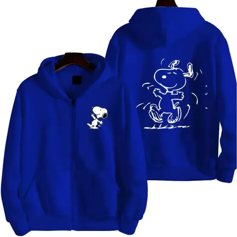 Snoopy Cartoon Anime Men Zipper Hoodie Spring Autumn printing Fashion Women Sweatshirt 2024 New Korean Style Couple Jacket Coat