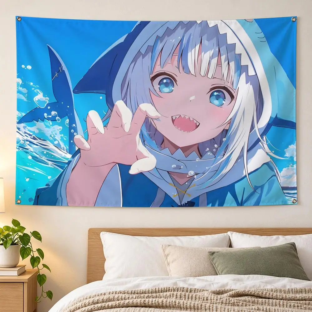 Anime G-Gawr G-Gura Flags  For Garden Party Living Room Home Wall Decor Banner Bedroom Outdoor Tapestry
