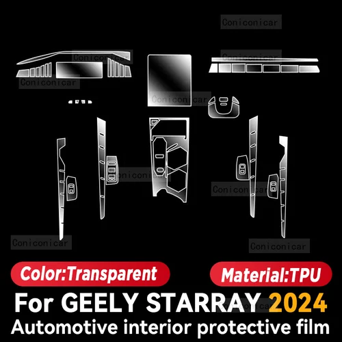 Imagen 2 del producto Para GEELY STARRAY 2024 2025 película de Panel de coche pegatina protectora de tablero Interior película antiarañazos accesorios de cubierta