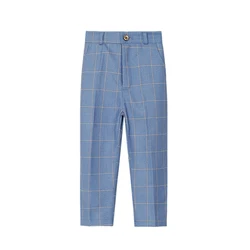 New 2024 Boys Wedding Pants Children Spring School Suit Pants Kids Blue Long Trousers for Teen Boys Kids Formal Party Trousers