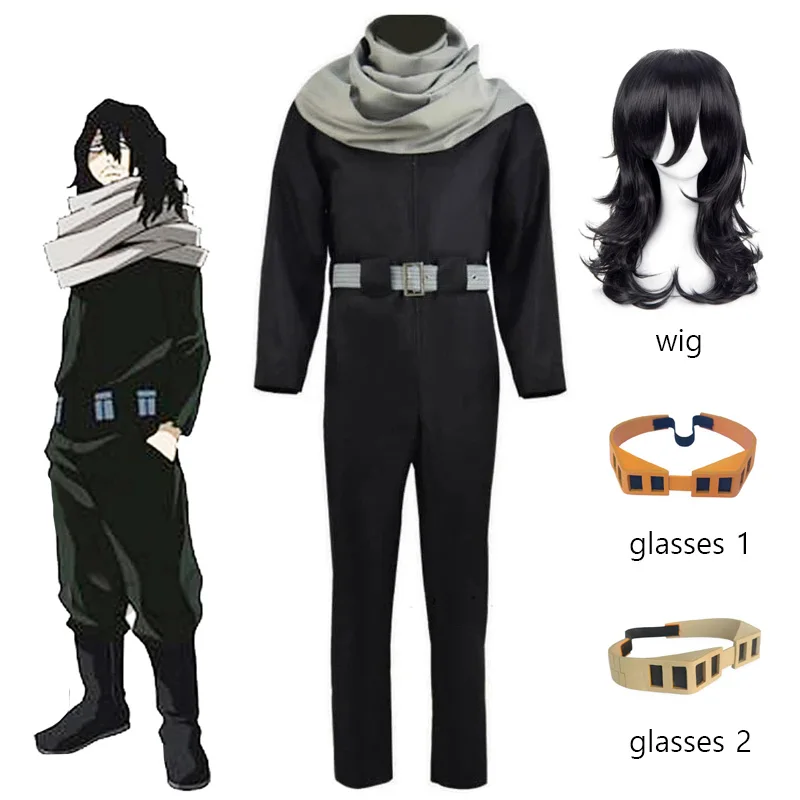 

Anime My Hero Academia Aizawa Shouta Cosplay Costumes Men Women Jumpsuit Outfits Glasses Props Halloween Carnival Party Suit