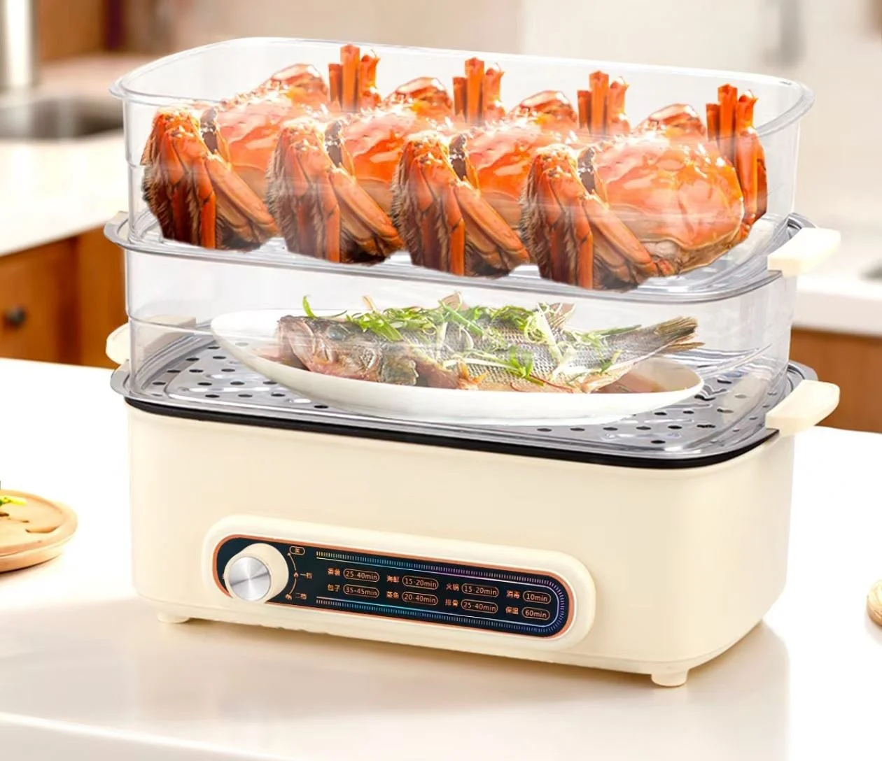 جهاز طهي بالبخار من 3 طبقات: ماكينة إفطار متعددة الطبقات للبيض والخبز والخضروات آمنة ومتينة وموفرة للمساحة